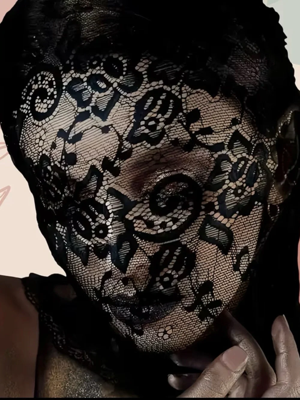 🖤HOST PICK🖤Black Floral Lace Face Mask Hood